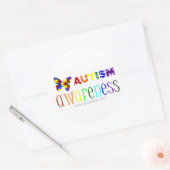 自閉症意識バタフライステッカー ラウンドシール (封筒)