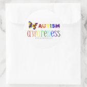 自閉症意識バタフライステッカー ラウンドシール (バッグ)