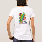 自閉症意識パズルとリボンTシャツ Tシャツ (裏面)