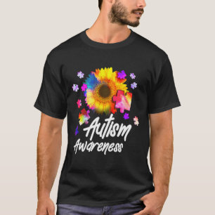 自閉症意識パズルひまわり Tシャツ