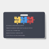 自閉症意識パズルチーム名ID バッジ (裏面)