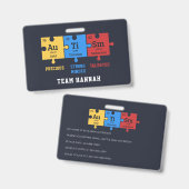 自閉症意識パズルチーム名ID バッジ (表裏)