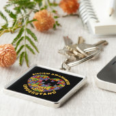 自閉症意識パズルハートスクエアキーチェーン キーホルダー (側面)