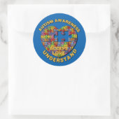 自閉症意識パズルハートラウンドスティッカー ラウンドシール (バッグ)