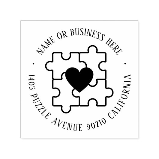 自閉症意識パズルハート名差出人住所 セルフインキングスタンプ (デザイン)