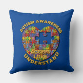 自閉症意識パズルハート装飾用クッション クッション (裏面)