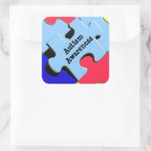 自閉症意識パズルピースのステッカー スクエアシール (バッグ)