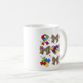 自閉症意識パズルピースコケットボウ コーヒーマグカップ (正面右)