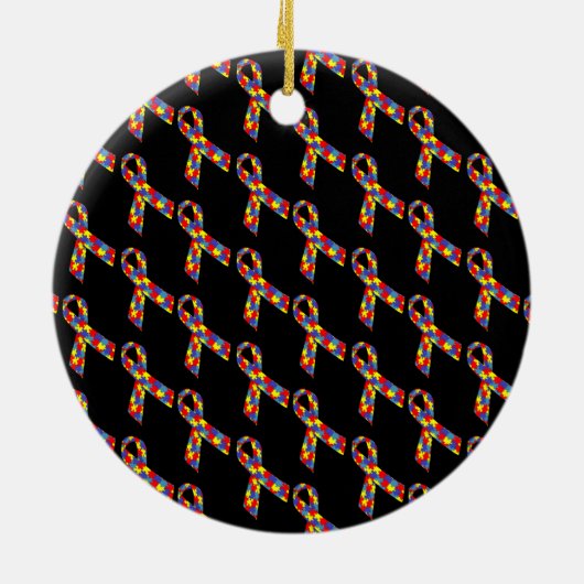 自閉症意識パズルリボン セラミックオーナメント (裏面)