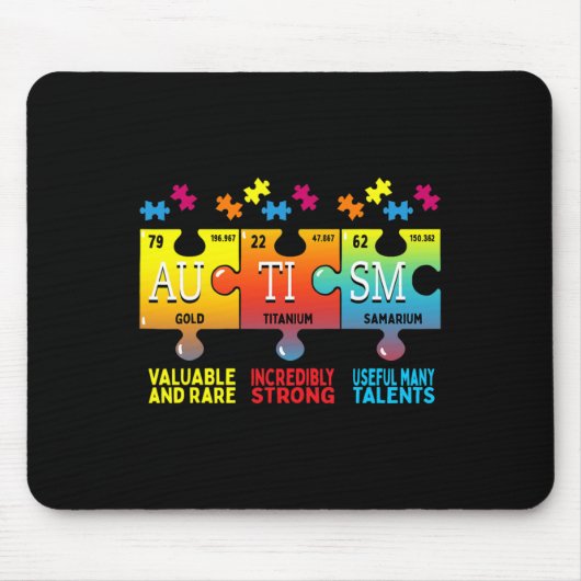 自閉症意識パズル化学元素 マウスパッド (正面)