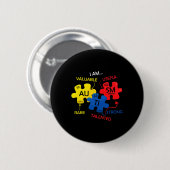 自閉症意識パズル周期表要素Mo 缶バッジ (正面&裏面)