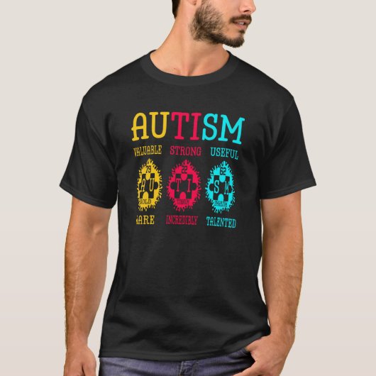 自閉症意識パズル周期表要素Sc Tシャツ (正面)