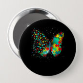 自閉症意識パズル蝶 缶バッジ (正面&裏面)