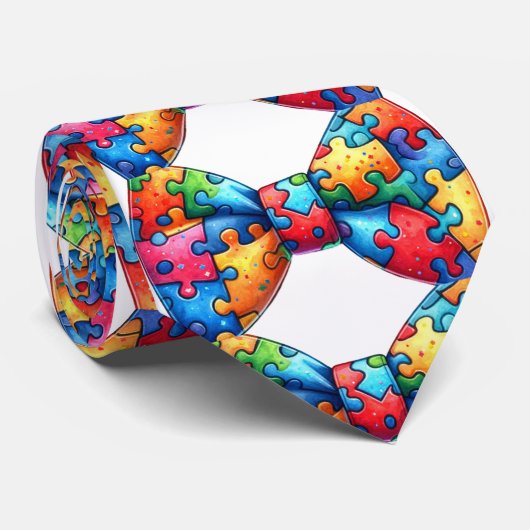自閉症意識パズル ネクタイ (ロール)