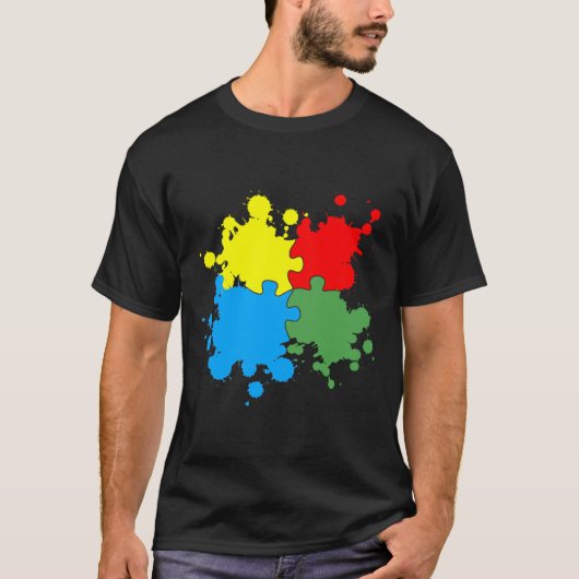 自閉症意識パズル Tシャツ (正面)