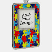 自閉症意識パズルby Shirley Taylor シルバープレートフレームオーナメント (右)