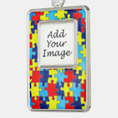 自閉症意識パズルby Shirley Taylor シルバープレートフレームオーナメント (左)