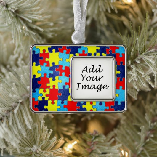 自閉症意識パズルby Shirley Taylor シルバープレートフレームオーナメント (ツリー)