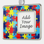 自閉症意識パズルby Shirley Taylor シルバープレートフレームオーナメント (左)
