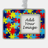 自閉症意識パズルby Shirley Taylor シルバープレートフレームオーナメント (正面)