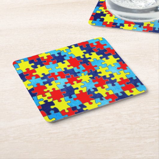 自閉症意識パズルby Shirley Taylor スクエアペーパーコースター (アングル)