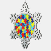 自閉症意識パズルby Shirley Taylor スノーフレークピューターオーナメント (右)