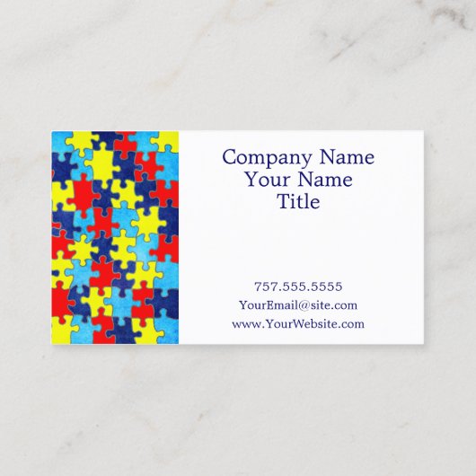 自閉症意識パズルby Shirley Taylor 名刺 (裏面)