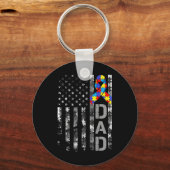 自閉症意識パパアメリカ国旗の父親の日1 キーホルダー (正面)
