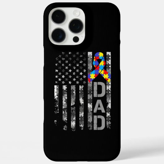 自閉症意識パパアメリカ国旗の父親の日 Case-Mate iPhoneケース (裏面)