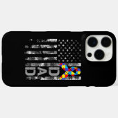 自閉症意識パパアメリカ国旗の父親の日 Case-Mate iPhoneケース (裏面 (横))