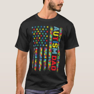 自閉症意識パパアメリカ国旗パズルG Tシャツ