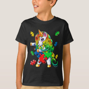 自閉症意識フロッシングユニコーンパズルピースGif Tシャツ