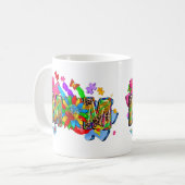 自閉症意識ママフラワーマグ コーヒーマグカップ (正面左)