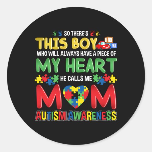 自閉症意識ママ母が真の色を見る ラウンドシール (正面)