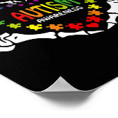 自閉症意識ラブハートパズルピーススカル ポスター (角)