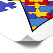 自閉症意識リボンを持つ子ども ポスター (角)