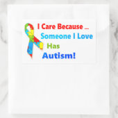 自閉症意識リボンデザイン 長方形シール (バッグ)