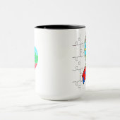自閉症意識リボンハートパズルピースMug マグカップ (中央)