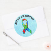 自閉症意識リボンパズルシール ラウンドシール (封筒)