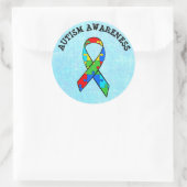 自閉症意識リボンパズルシール ラウンドシール (バッグ)