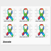 自閉症意識リボンパズルピースのステッカー スクエアシール (シート)