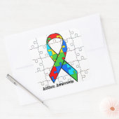 自閉症意識リボンパズルピースのステッカー スクエアシール (封筒)