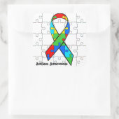 自閉症意識リボンパズルピースのステッカー スクエアシール (バッグ)