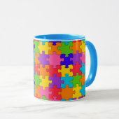 自閉症意識リボンパズルピースMug マグカップ (正面右)