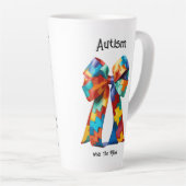 自閉症意識リボンラテマグカップ カフェラテマグ (右アングル)