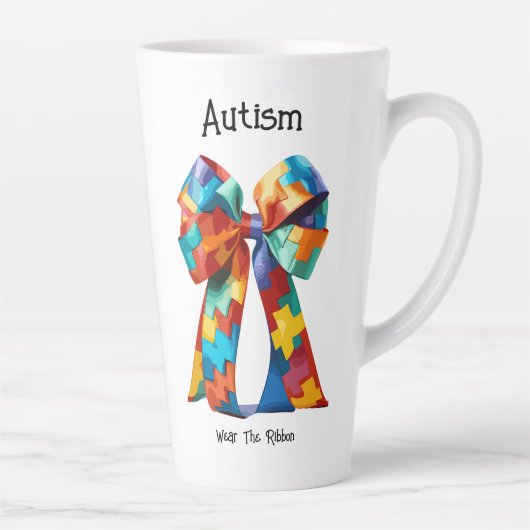 自閉症意識リボンラテマグカップ カフェラテマグ (右)