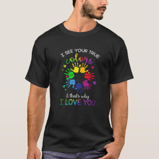 自閉症意識レインボー私はあなたの真の色を見るpu tシャツ
