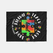 自閉症意識先生教えパズルホープ愛 フリースブランケット (正面(横))