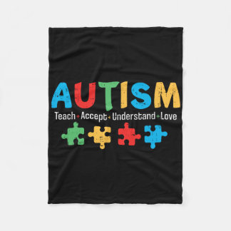 自閉症意識先生教えパズル受入れ フリースブランケット
