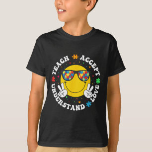 自閉症意識先生教えパズル受入れ Tシャツ
